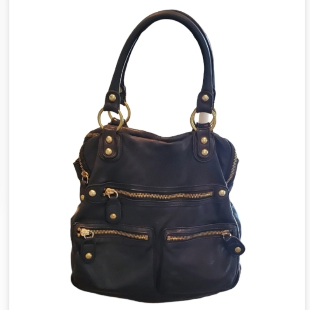 Linea Pelle black leather "Dylan" tote